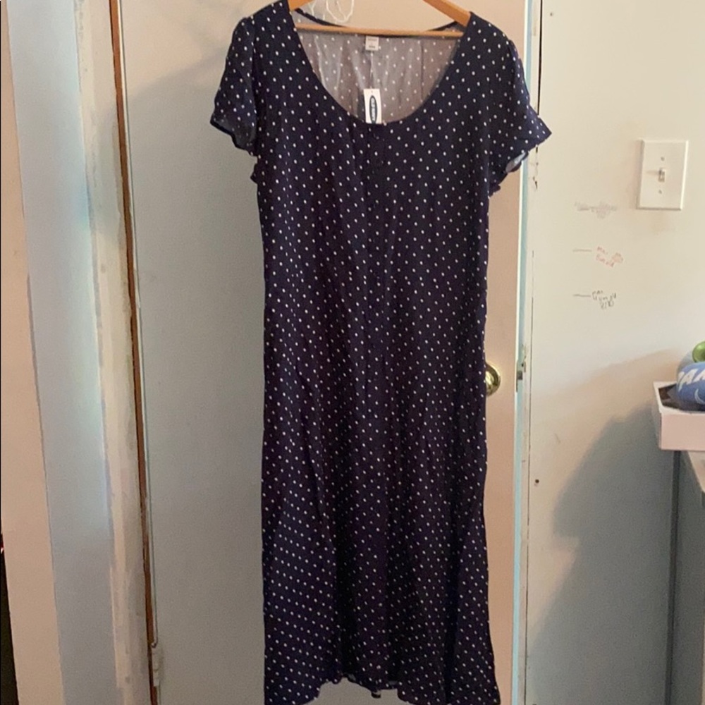 Old navy blue dress with white polka dots NWT